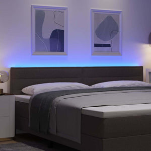 vidaXL LED Headboard with LED Strips Dark Brown 200 cm Fabric
