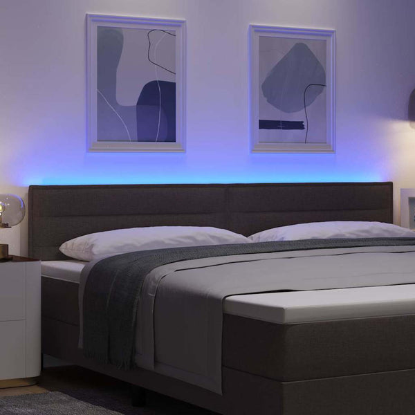 vidaXL LED Headboard with LED Strips Dark Brown 200 cm Fabric