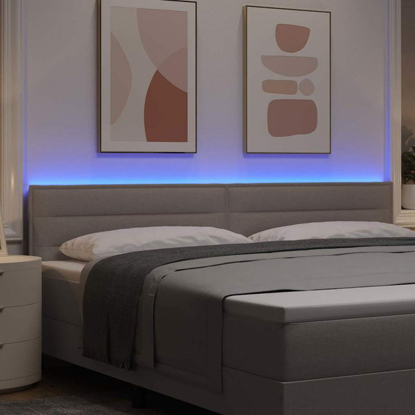 vidaXL LED Headboard with LED Light Strips Taupe 200 cm Fabric