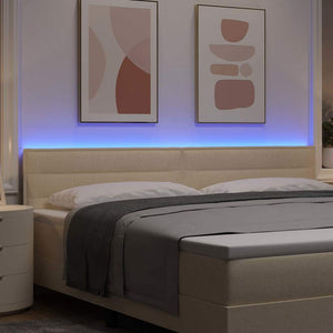 vidaXL Fabric Headboard with LED Strips Cream 200 cm