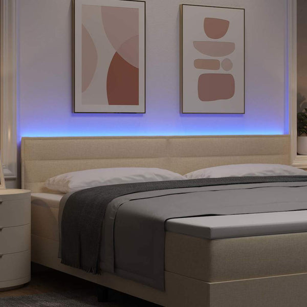 vidaXL Fabric Headboard with LED Strips Cream 200 cm