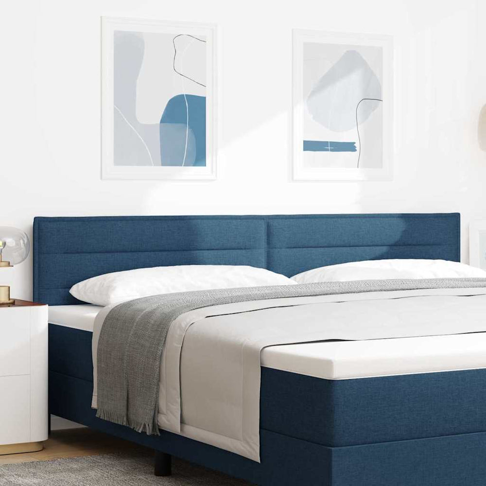 vidaXL LED Headboard with LED Light Strips Blue 200 cm Fabric