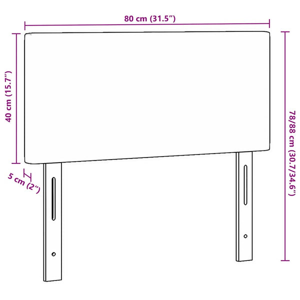 vidaXL LED Headboard with LED Strips Dark Gray 80 cm Corduroy
