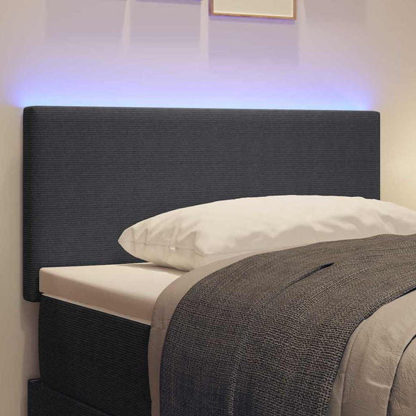 vidaXL LED Headboard with LED Light Strips Dark Grey 90 cm Corduroy