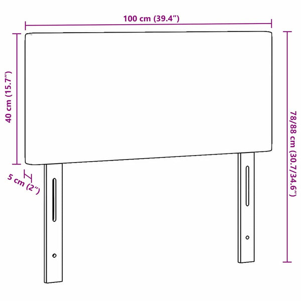 vidaXL LED Headboard with LED Light Strips Light Grey 100 cm Cord Fabric