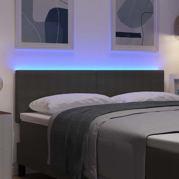 vidaXL LED Headboard with LED Strips Light Gray 144 cm Corduroy