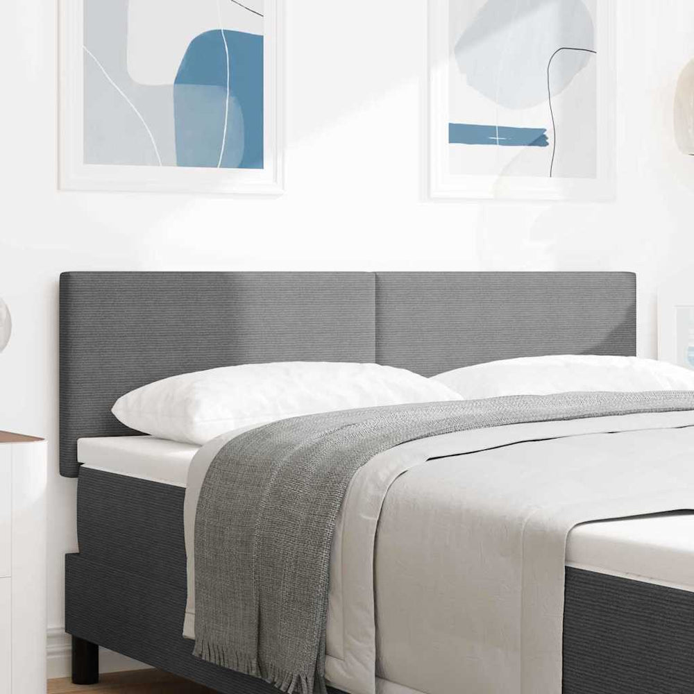 vidaXL LED Headboard with LED Strips Light Gray 144 cm Corduroy