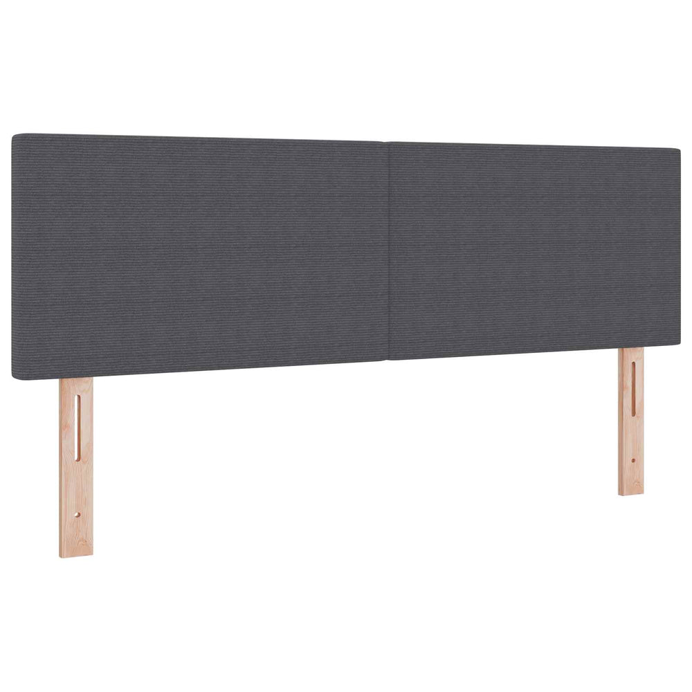vidaXL LED Headboard with LED Light Strips Dark Grey 144 cm Cord Fabric