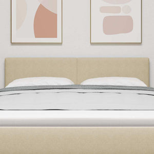 vidaXL LED Headboard with LED Strips Grey-Green 144 cm Corduroy