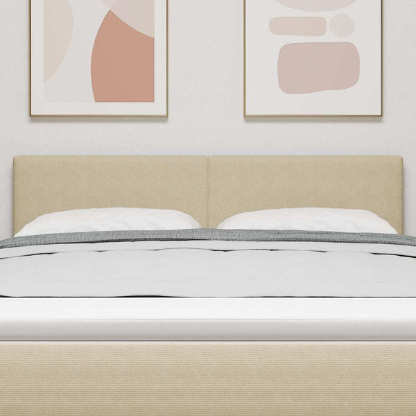 vidaXL LED Headboard with LED Strips Grey-Green 144 cm Corduroy
