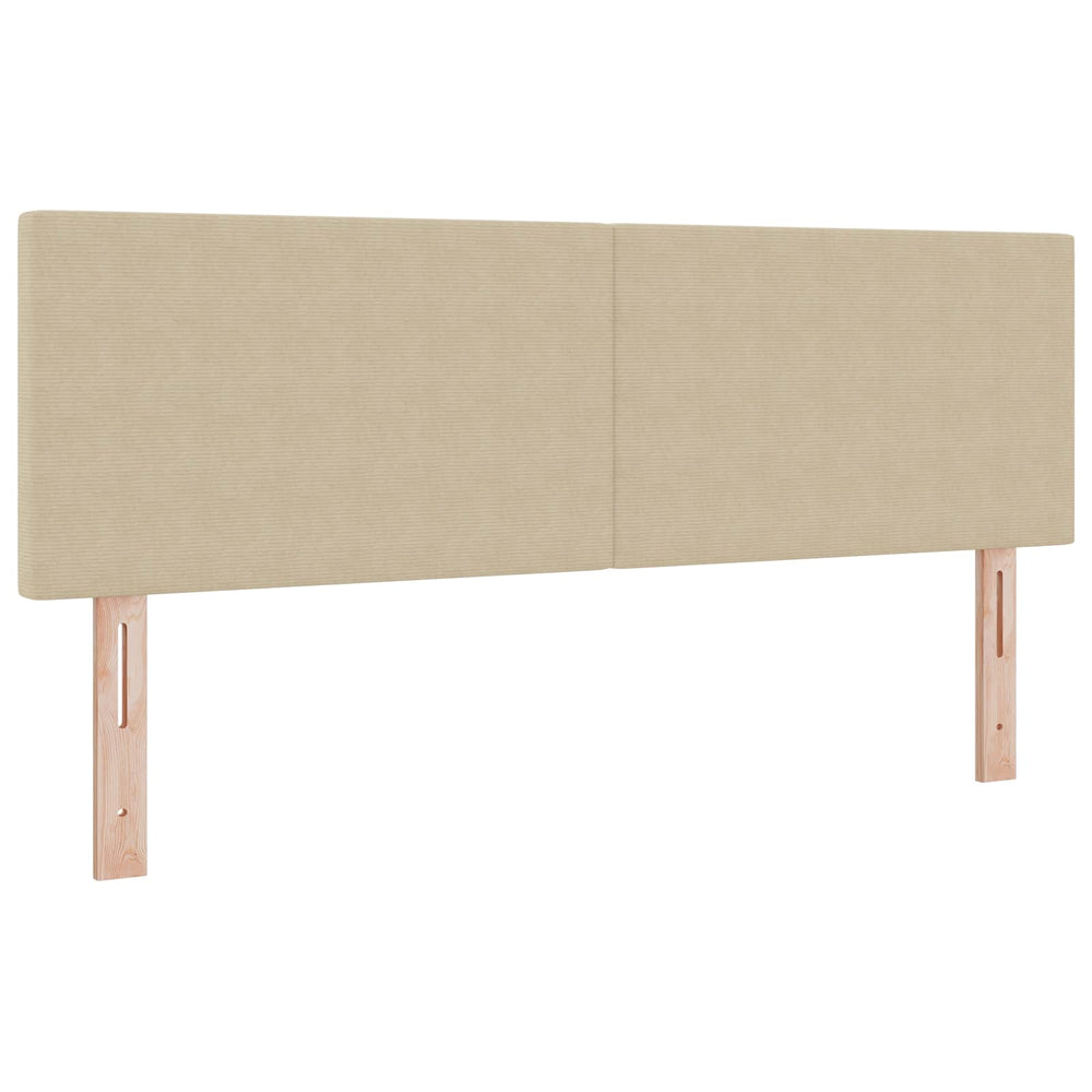vidaXL LED Headboard with LED Strips Grey-Green 144 cm Corduroy