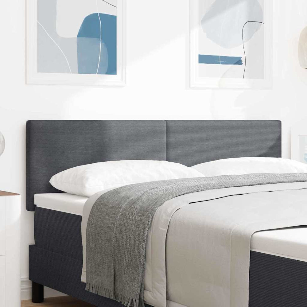 vidaXL LED Headboard with LED Light Strips Dark Grey 160 cm Corduroy Fabric