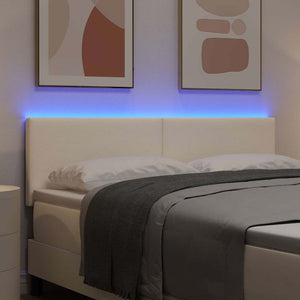 vidaXL LED Headboard with LED Strip Lights Cream 160 cm Corduroy Fabric