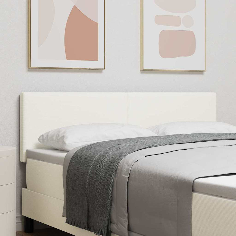 vidaXL LED Headboard with LED Strip Lights Cream 160 cm Corduroy Fabric