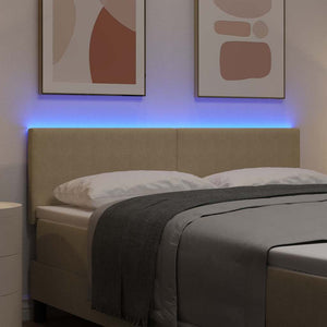 vidaXL LED Headboard with LED Light Strips Grey-Green 160 cm Cord Fabric