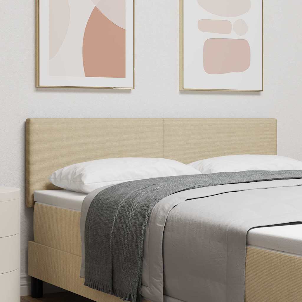 vidaXL LED Headboard with LED Light Strips Grey-Green 160 cm Cord Fabric