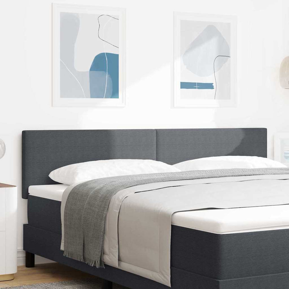 vidaXL LED Headboard with LED Light Strips Dark Grey 180 cm Corduroy