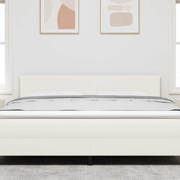 vidaXL LED Headboard with LED Light Strips Cream 180 cm Corduroy Fabric