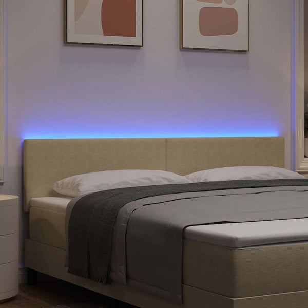 vidaXL LED Headboard with LED Strips Grey-Green 180 cm Corduroy