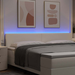 vidaXL LED Headboard with LED Light Strips Cream 200 cm Cord Fabric