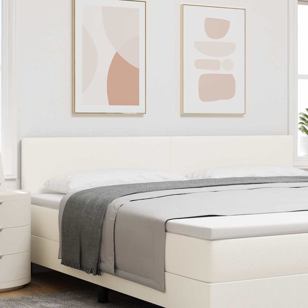 vidaXL LED Headboard with LED Light Strips Cream 200 cm Cord Fabric