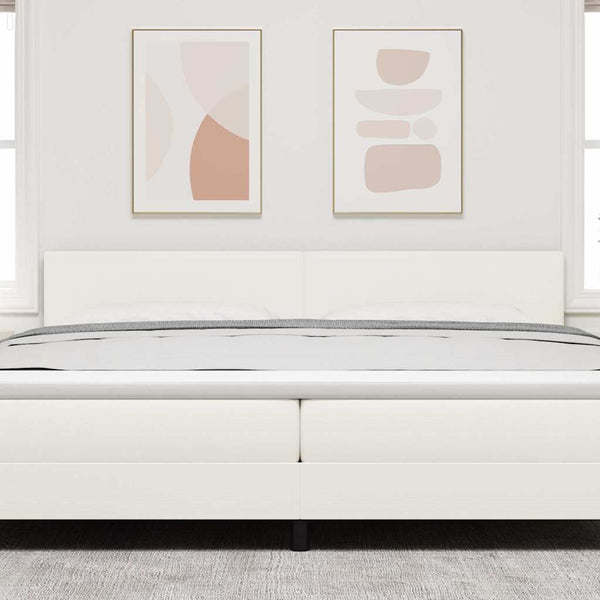 vidaXL LED Headboard with LED Light Strips Cream 200 cm Cord Fabric