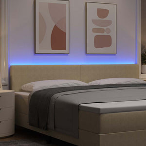 vidaXL LED Headboard with LED Strips Grey-Green 200 cm Corduroy Fabric