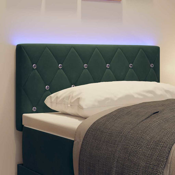 vidaXL LED Headboard with LED Strips Dark Green 80 cm Velvet