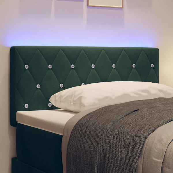 vidaXL LED Headboard with LED Strips Dark Green 90 cm Velvet
