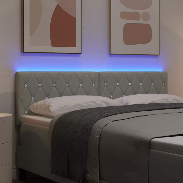 vidaXL LED Headboard with LED Strips Light Gray 144 cm Velvet
