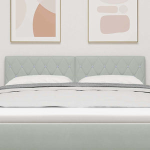 vidaXL LED Headboard with LED Strips Light Gray 144 cm Velvet