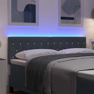 vidaXL LED Headboard with LED Light Strips Dark Grey 144 cm Velvet