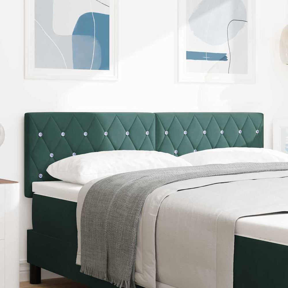 vidaXL LED Headboard with LED Light Strips Dark Green 144 cm Velvet