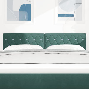 vidaXL LED Headboard with LED Light Strips Dark Green 144 cm Velvet