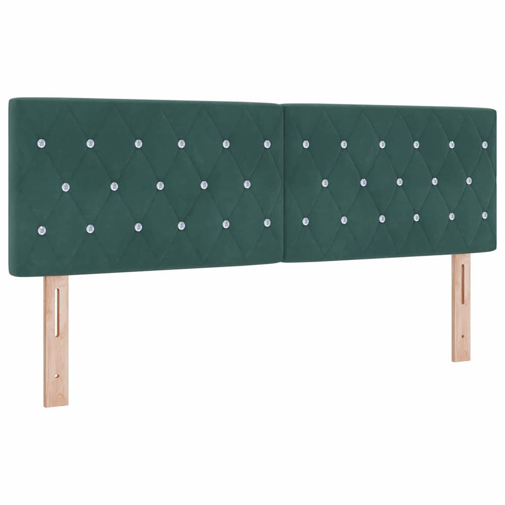 vidaXL LED Headboard with LED Light Strips Dark Green 144 cm Velvet