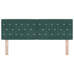 vidaXL LED Headboard with LED Light Strips Dark Green 144 cm Velvet