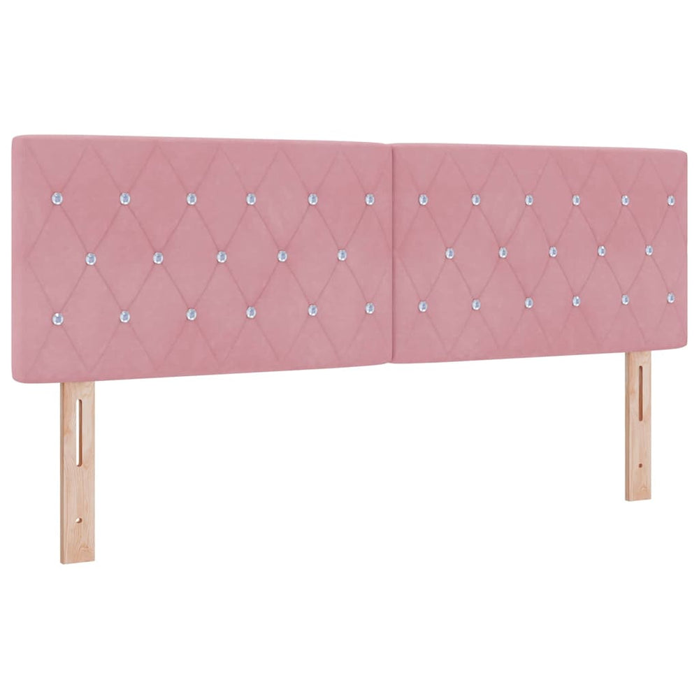 vidaXL LED Headboard with LED Strips Pink 144 cm Velvet