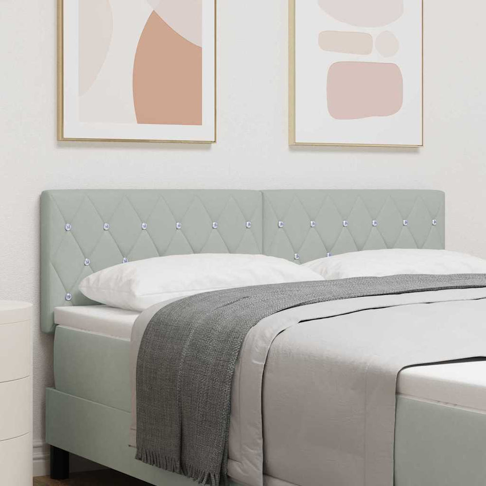 vidaXL LED Headboard with LED Strips Light Gray 160 cm Velvet