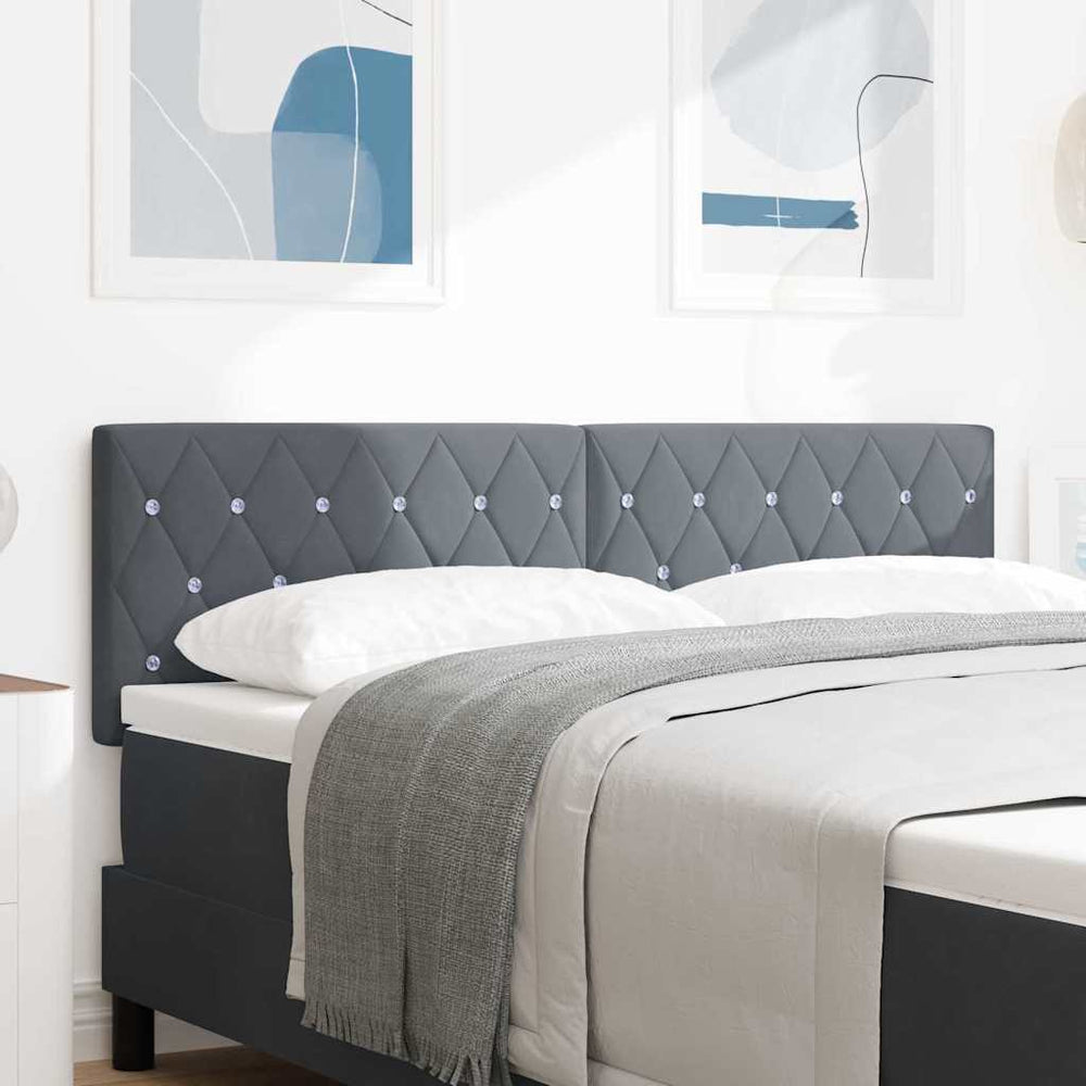 vidaXL LED Headboard with LED Light Strips Dark Grey 160 cm Velvet