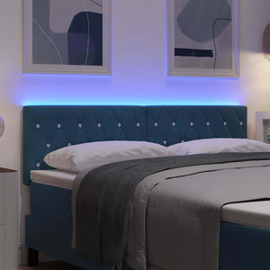 vidaXL LED Headboard with LED Light Strips Dark Blue 160 cm Velvet