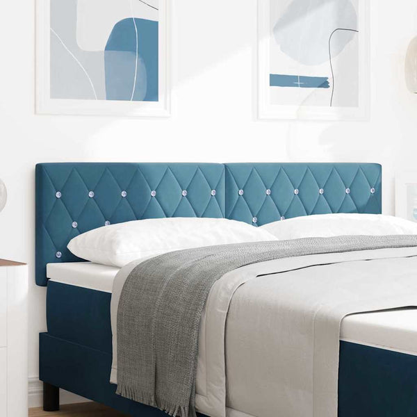 vidaXL LED Headboard with LED Light Strips Dark Blue 160 cm Velvet