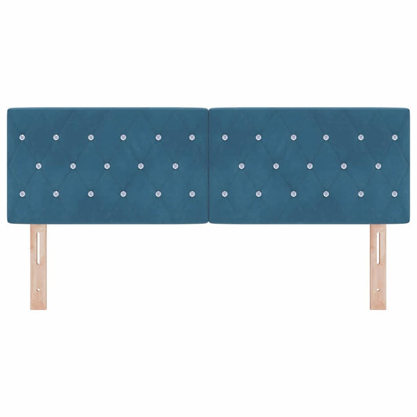 vidaXL LED Headboard with LED Light Strips Dark Blue 160 cm Velvet