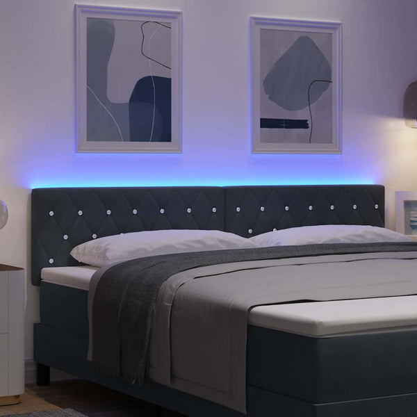 vidaXL LED Headboard with LED Light Strips Dark Grey 180 cm Velvet