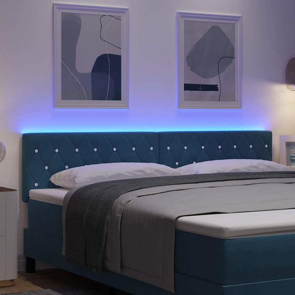 vidaXL LED Headboard with LED Strips Dark Blue 180 cm Velvet