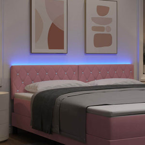 vidaXL LED Headboard with LED Strips with Headboard Pink 180 cm Velvet