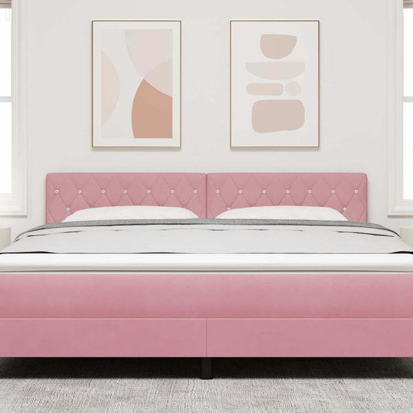 vidaXL LED Headboard with LED Strips with Headboard Pink 180 cm Velvet
