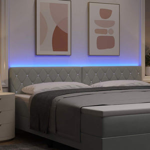 vidaXL LED Headboard with LED Light Strips Light Grey 200 cm Velvet