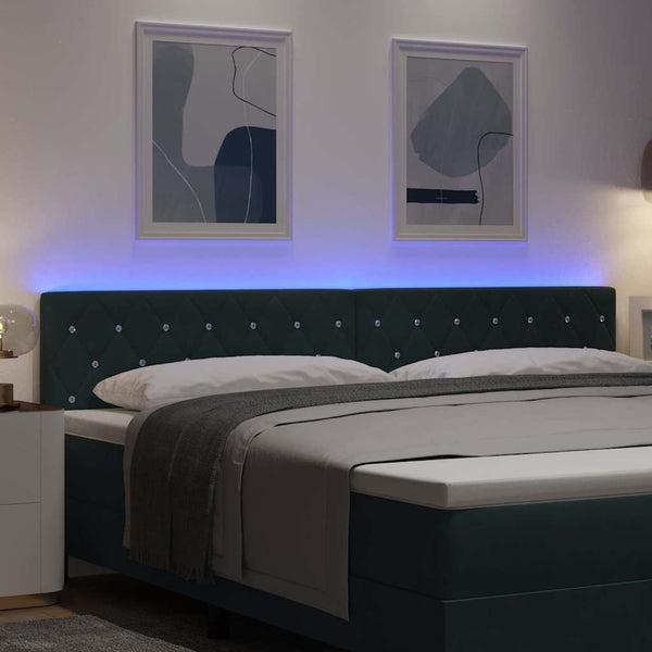 vidaXL LED Headboard with LED Strips Dark Green 200 cm Velvet
