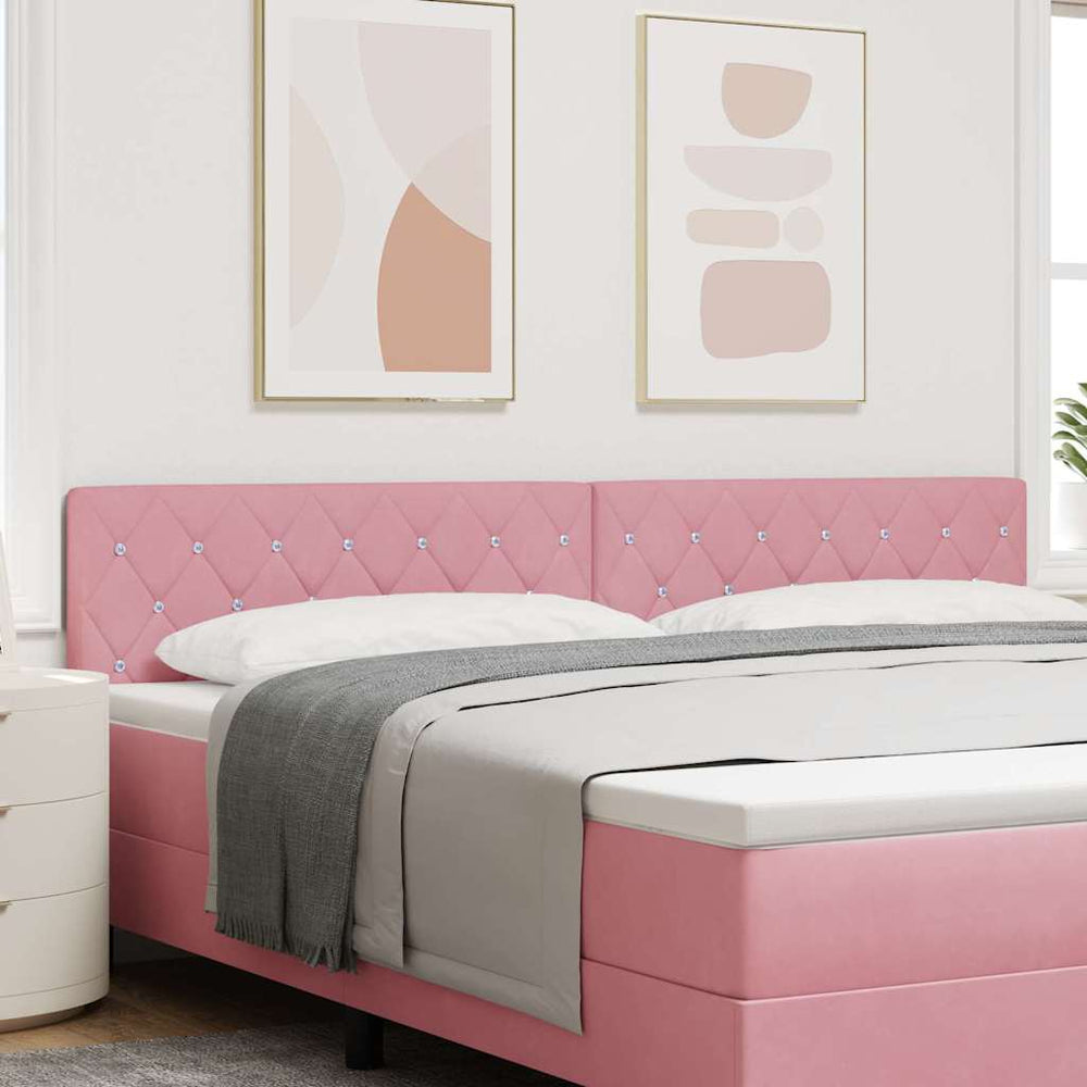 vidaXL LED Headboard with LED Strips Pink 200 cm Velvet