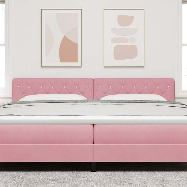 vidaXL LED Headboard with LED Strips Pink 200 cm Velvet